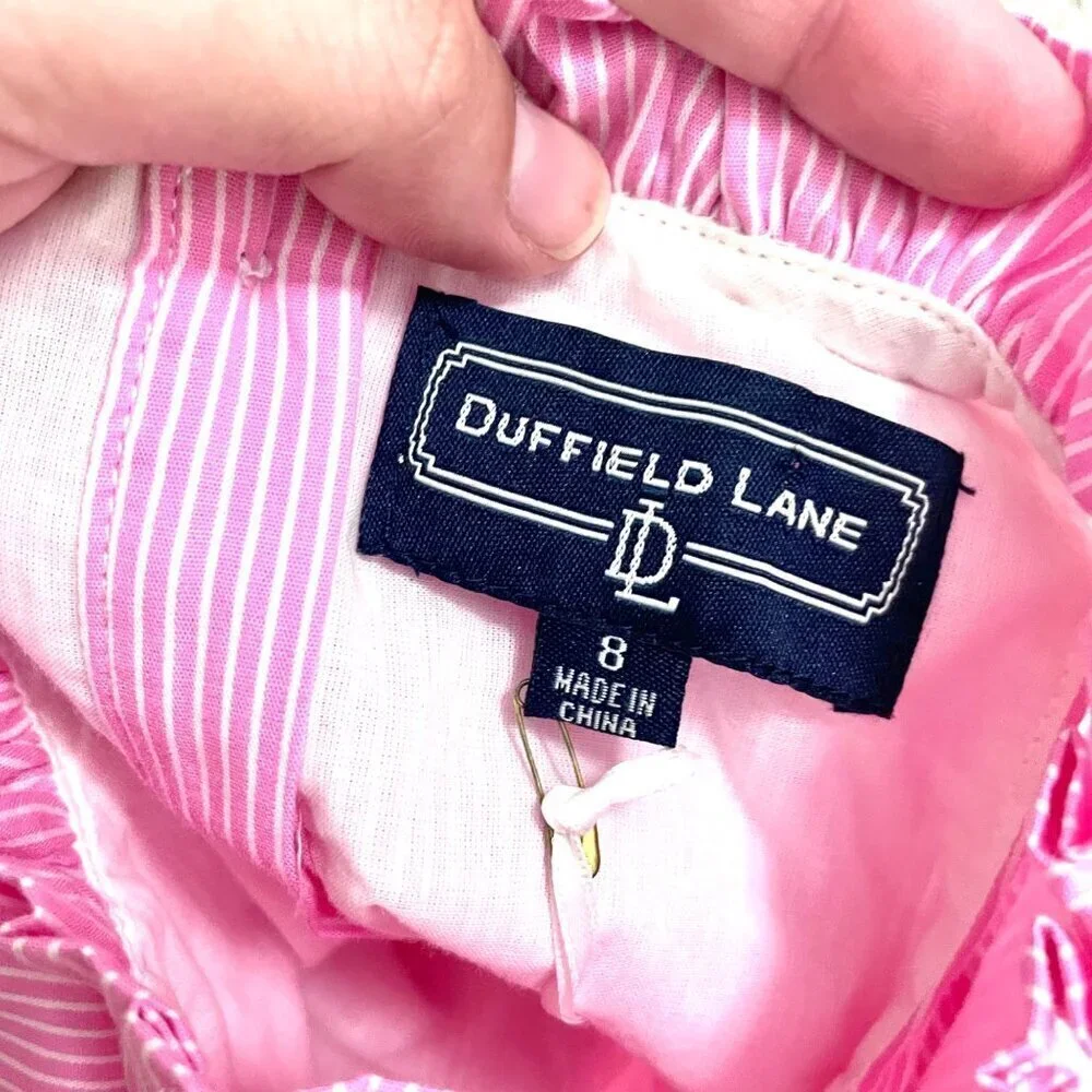 NWT Duffield Lane Girls Peggy Dress Pink Stripe Size 8